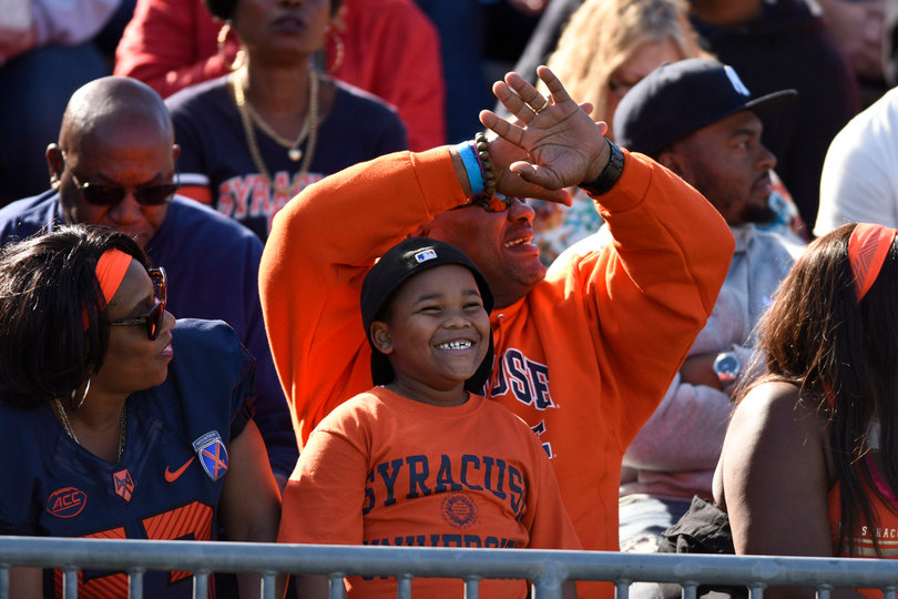Syracuse fans enjoy what was a sunny afternoon in Connecticut. 