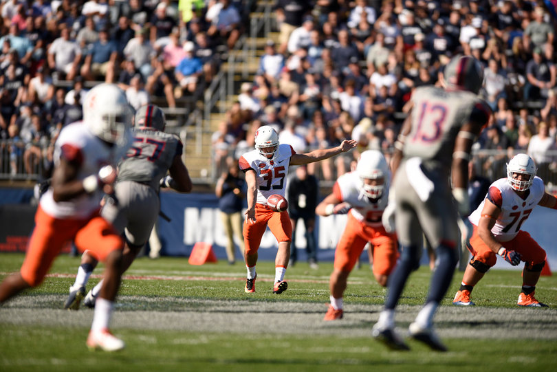 Sterling Hofrichter punted five times, averaging 39.4 yards per. One boomed over 50 yards. 