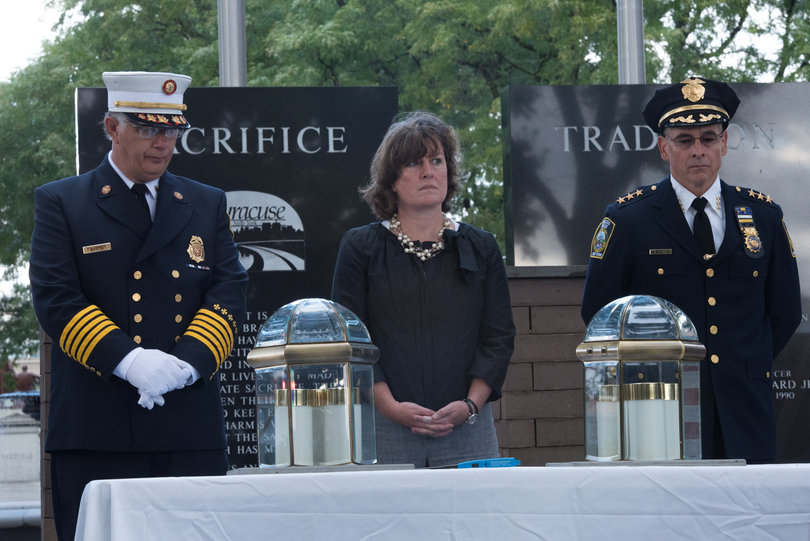 Miner looks on during the moment of silence.
