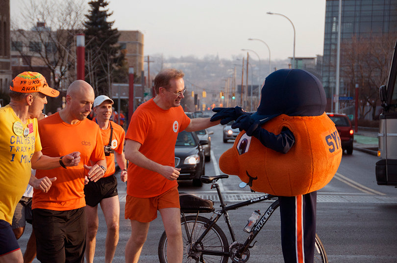 Otto the Orange is known to attend both games and community events. 