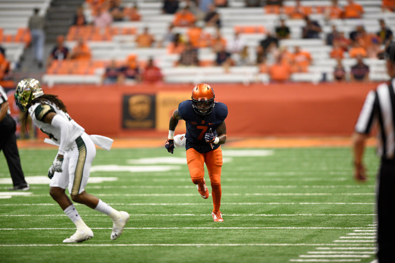 Amba Etta-Tawo begins his route on Saturday afternoon in the Carrier Dome.