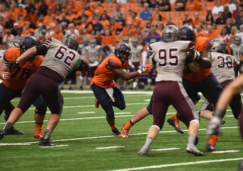 Dontae Strickland cuts through during the game against the Raiders. He finished with nine carries for 21 yards. 