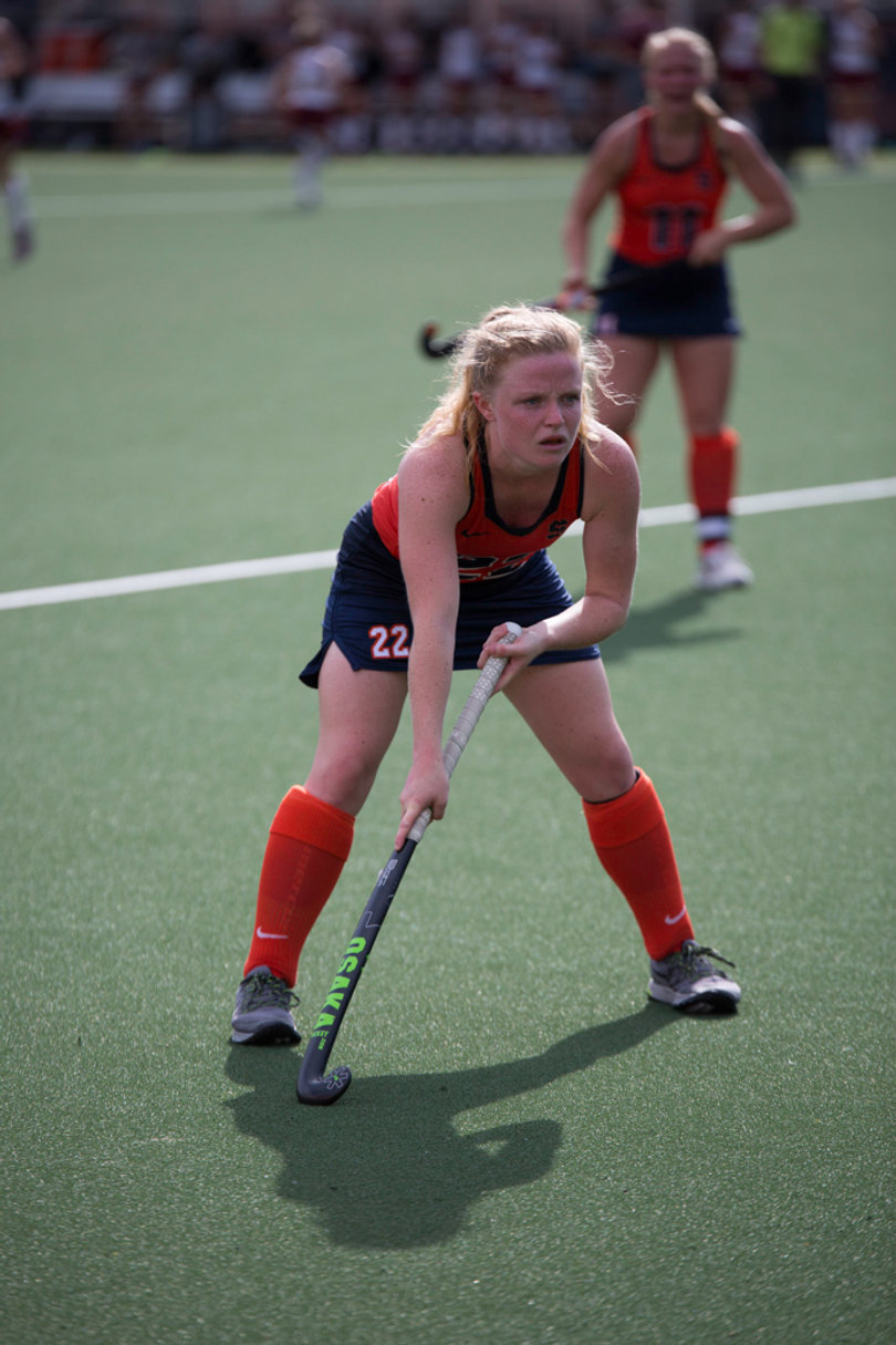 Carey sets herself for the ball to get to her. 