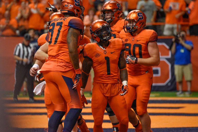 Brisly Estime caught the first touchdown pass of the day for the Orange. 
