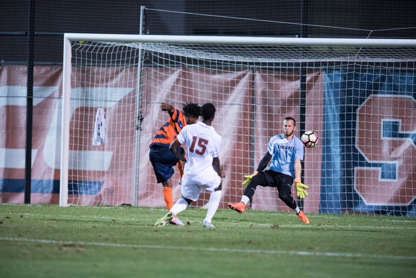Chris Nanco capitalized on a mistake inside the box and blasts it in for his second goal of the night. 