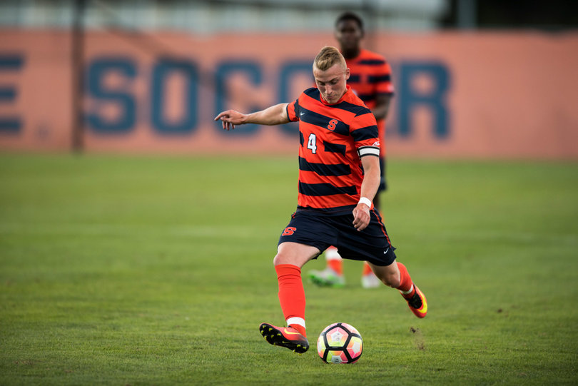 Callahan winds up to kick the ball. 