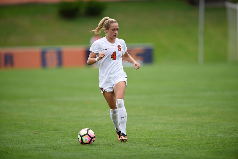 Eva Gordon dribbles up the field. She manufactured much of the Orange's offense against Notre Dame.