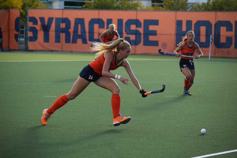 Nijsje Venrooy reaches out to try and smack the ball away. 