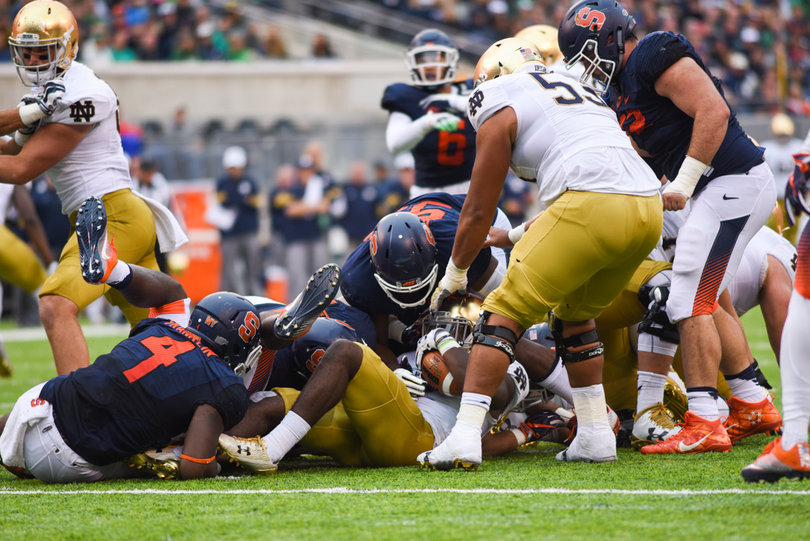 Syracuse gave up 654 yards of offense to the Fighting Irish.