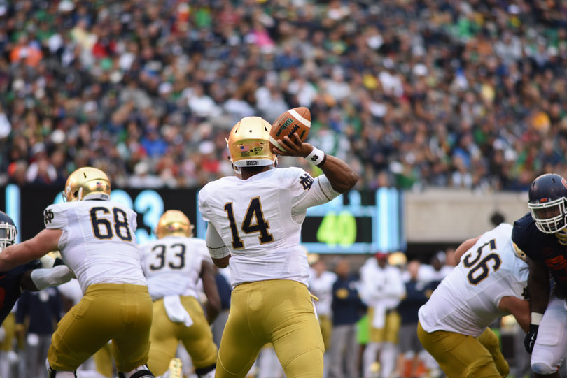 DeShone Kizer cocks back to toss a ball downfield. He threw for 471 yards and three touchdowns.