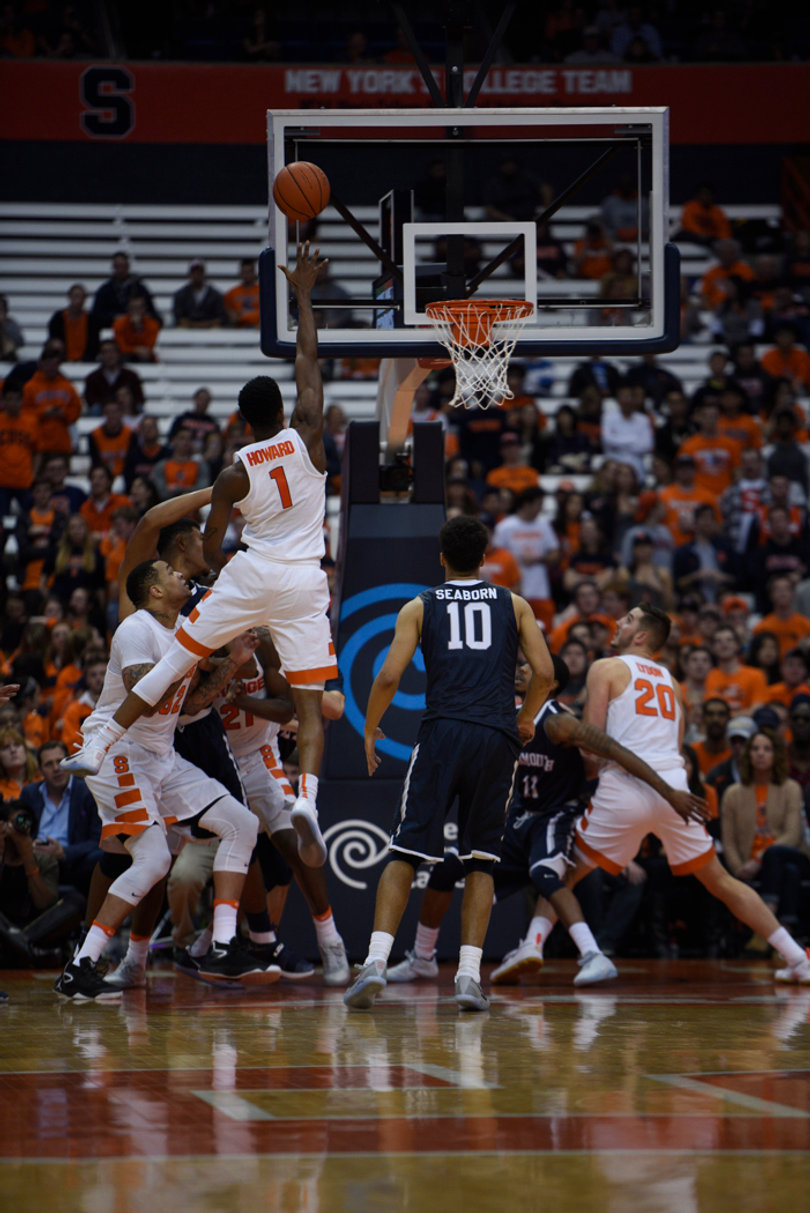Howard lets a floater from the lane go.