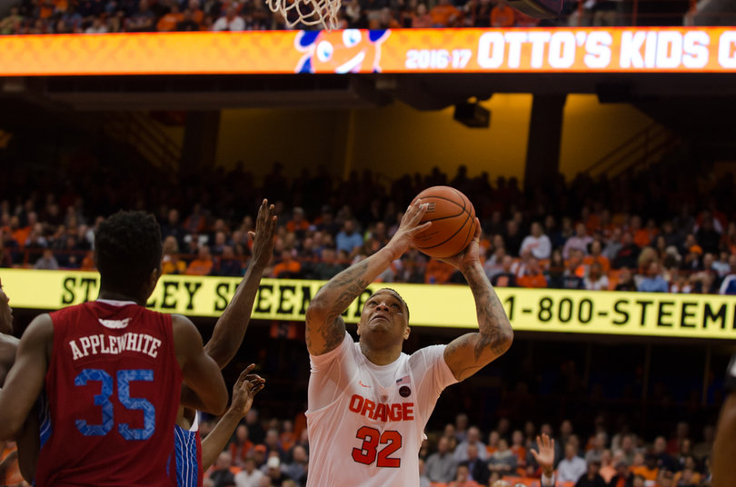 Dajuan Coleman goes up for a layup. He finished with four rebounds in just 12 minutes of play. 