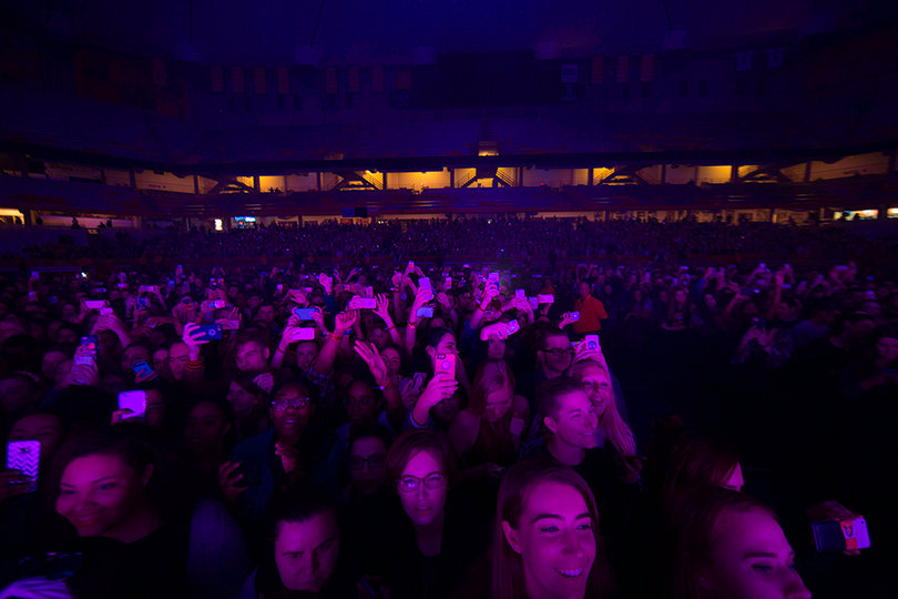 Audience members were fully engaged in The 1975's set, singing and dancing along to the band's energetic tracks.