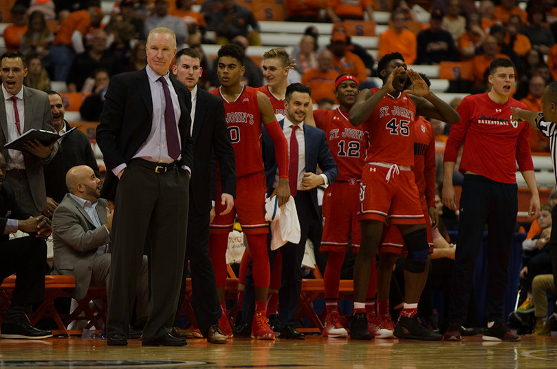 St. John's head coach Chris Mullin looks on.