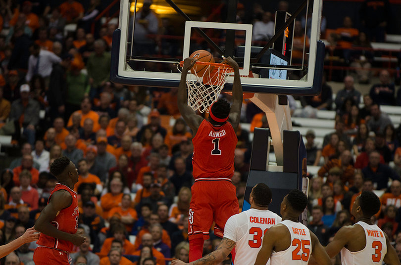 Bashir Ahmed dunks home two of his 20 points
