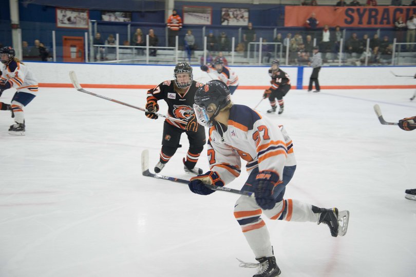 Heather Schwarz skates down the wing in the offensive zone. 
