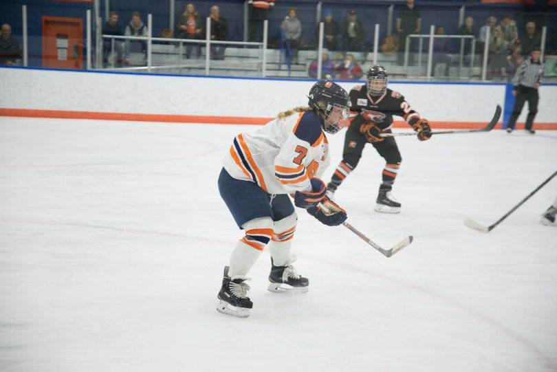 Sibley glides forward. She took two shots in the third period.