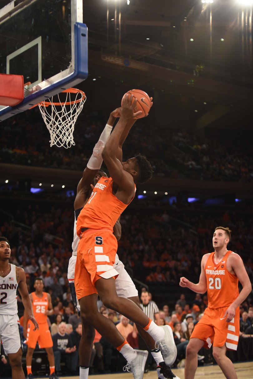Tyler Roberson puts up contested layup. He had six points.
