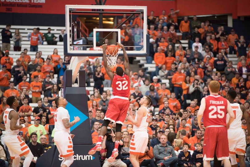 BU's Justin Alston dunks. He scored eight points and grabbed five rebounds. 