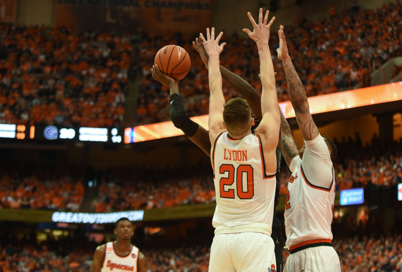 While Georgetown at times threaded the SU zone, Lydon and Dajuan Coleman challenged some Hoyas shots.