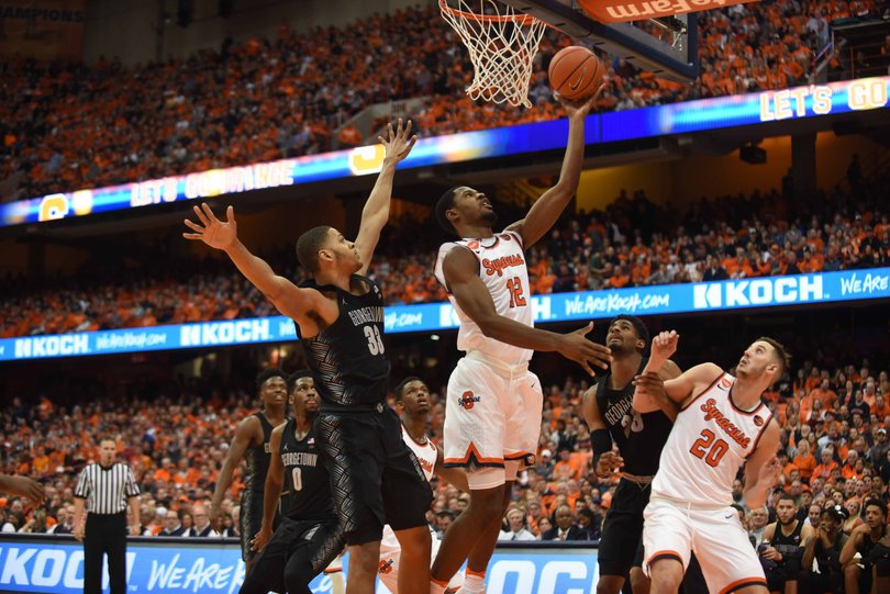 Freshman forward Taurean Thompson lays one off the glass. He had nine points and four rebounds in 27 minutes off the bench.