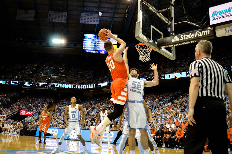 Lydon lofts a shot from the short baseline. SU shot 44.1 percent from the field and 41.7 percent from long range. 