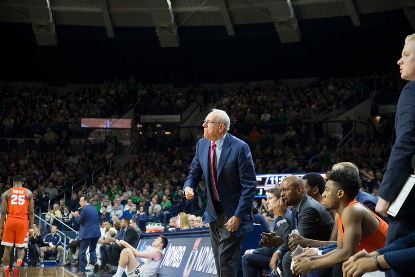 Boeheim looks on as his team was unable to really challenge Notre Dame in the second half. 