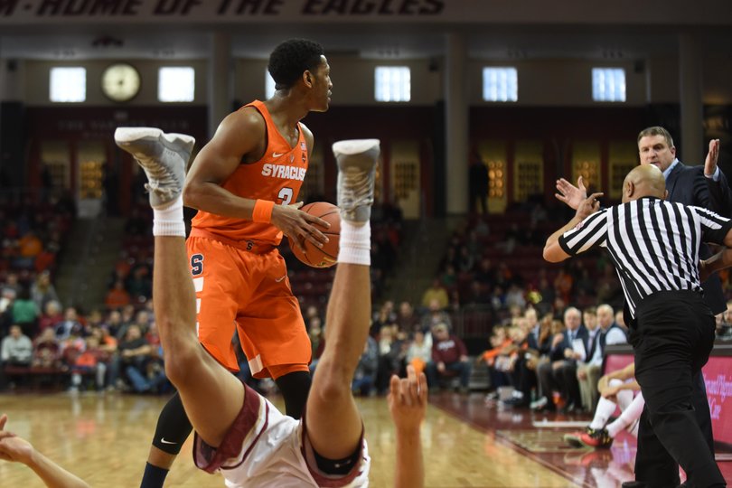 White draws a blocking foul to the dismay of Christian. 