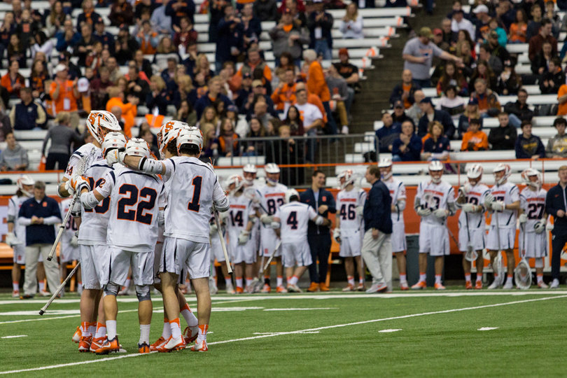 Syracuse led only 4-3 at one point in the first frame, but went on a 15-3 run the rest of the game. 