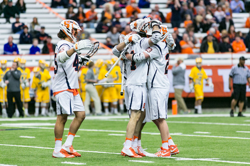 SU celebrates one of its 19 goals. 