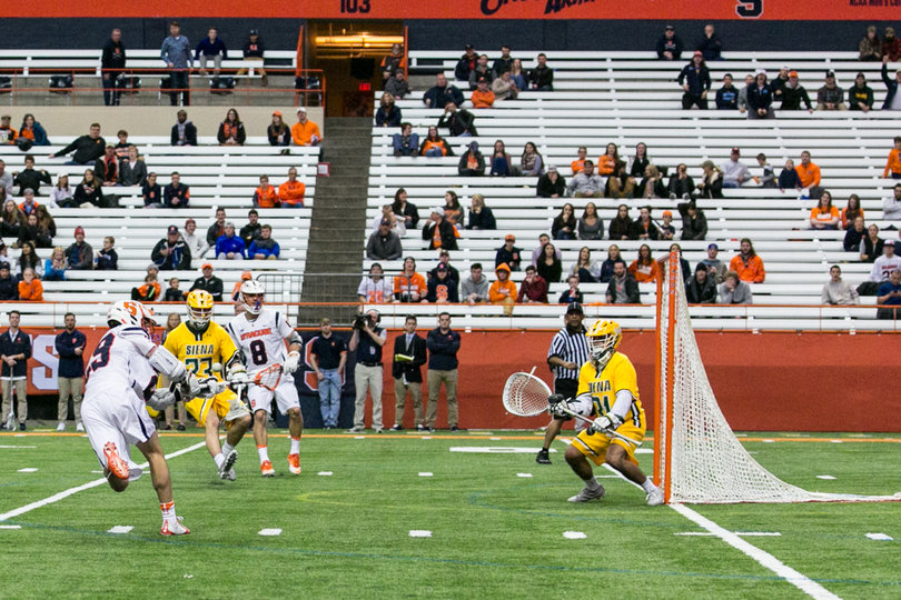 An SU players gets a close shot off. 