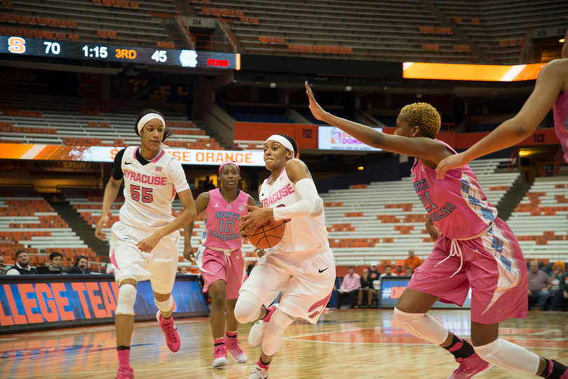 Brittney Sykes scored a career-high 34 points in No. 21 Syracuse's 95-64 blowout of North Carolina.