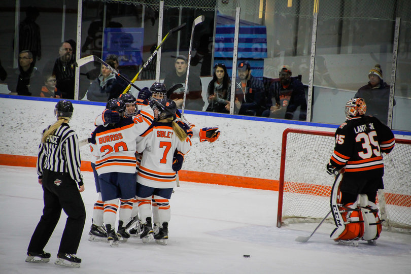 SU celebrates one of its goals. 