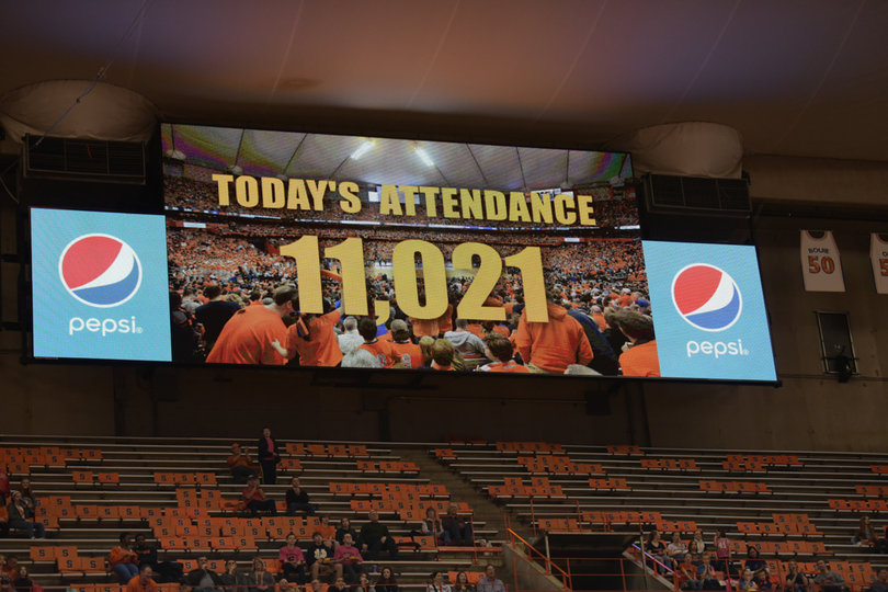 The record crowd invigorated an SU team with only two regular-season games remaining. 
