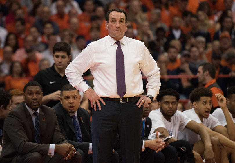 Krzyzewski ripped his coat jacket off during the game, frustrated that his No. 10-ranked team couldn't pull away. 