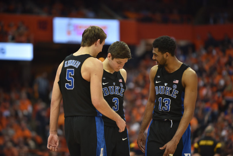 With 57 seconds left in the first half, Duke commanded a 10-point lead. 