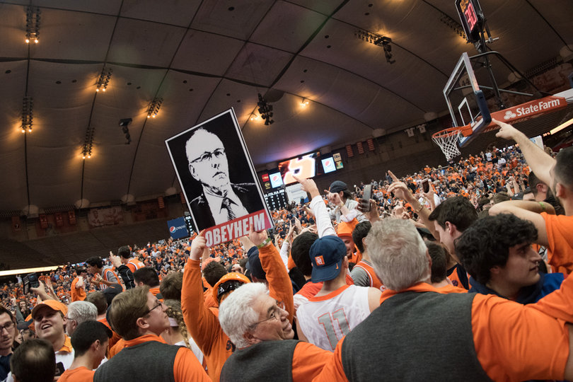 For the third time this season, fans stormed the court. 