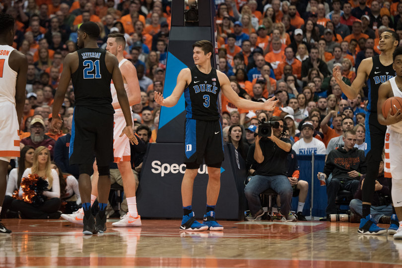 Duke junior guard Grayson Allen shot only 2-of-11 from the field and 1-for-8 from 3-point range, scoring eight points in 29 minutes. 