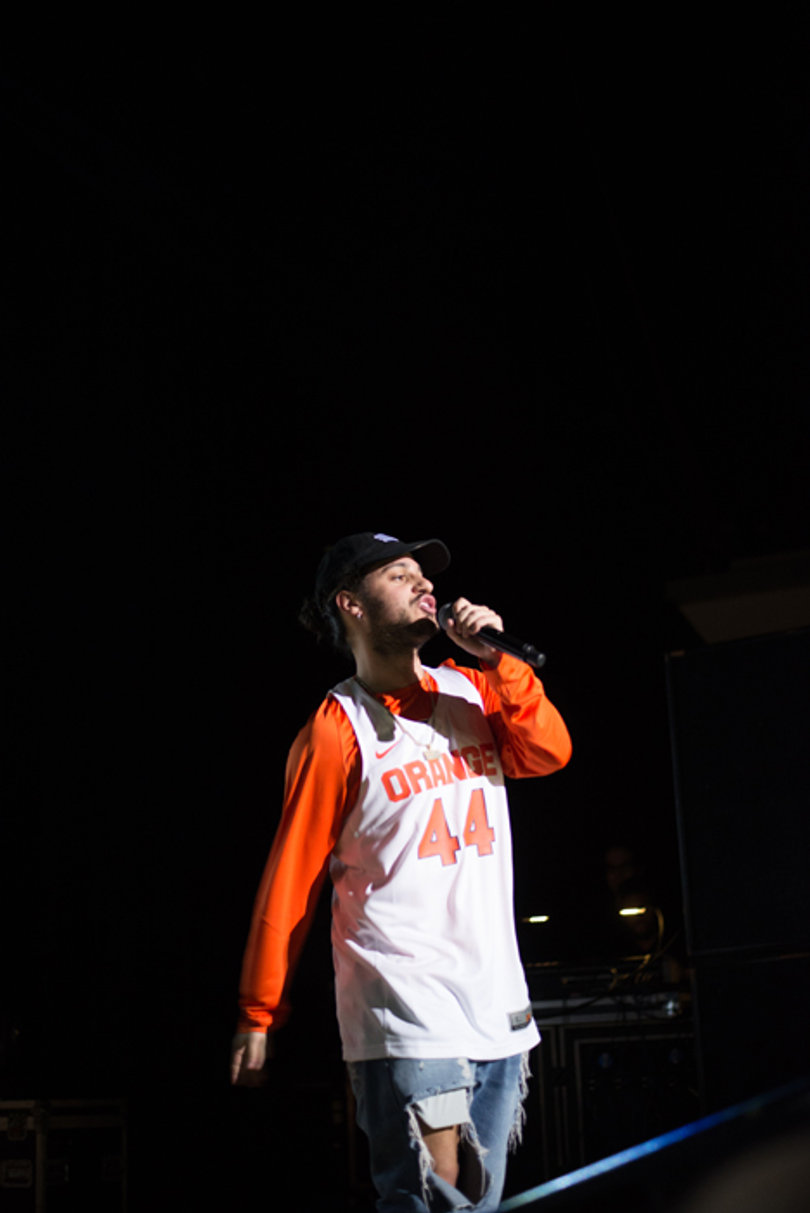 Although he is signed to Columbia Records, Russ is part of the rap group DIEMON Crew.