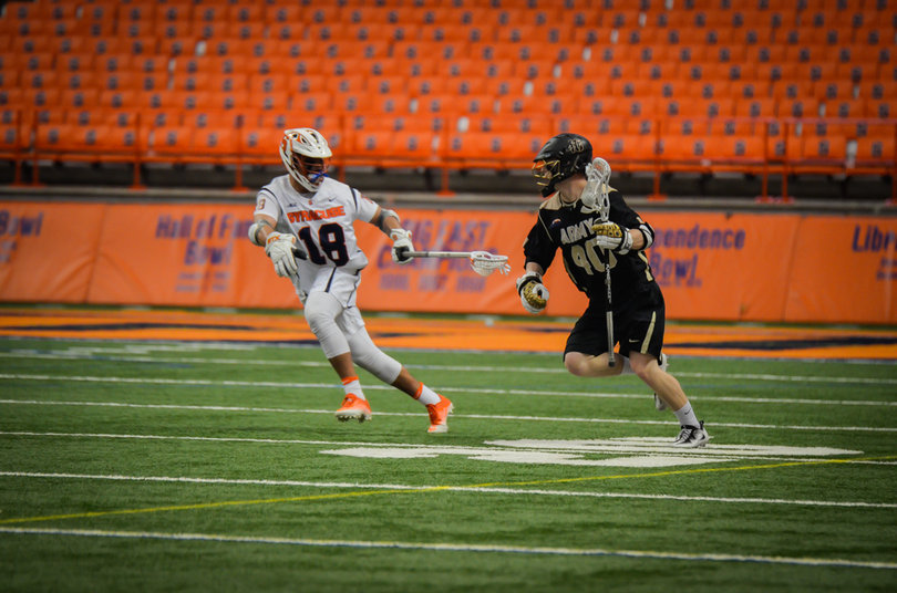 Army outshot Syracuse 47 to 31. Cole Johnson (three goals), Conor Glancy (two), Matthew Donovan (two) and Symmes led the offense. 