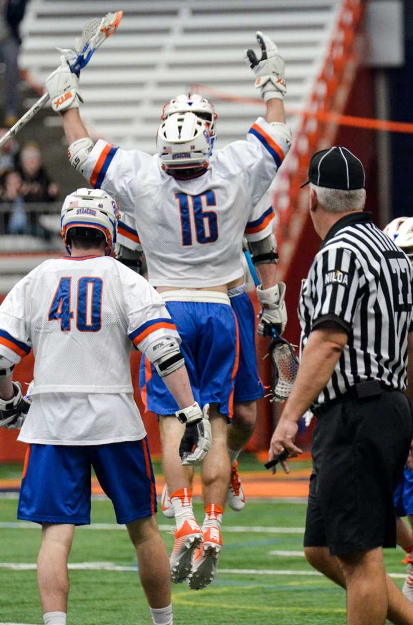 Ryan Simmons celebrates a goal late in the second half.