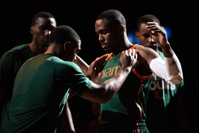 Miami came out in all green on the Barclays Center court. 