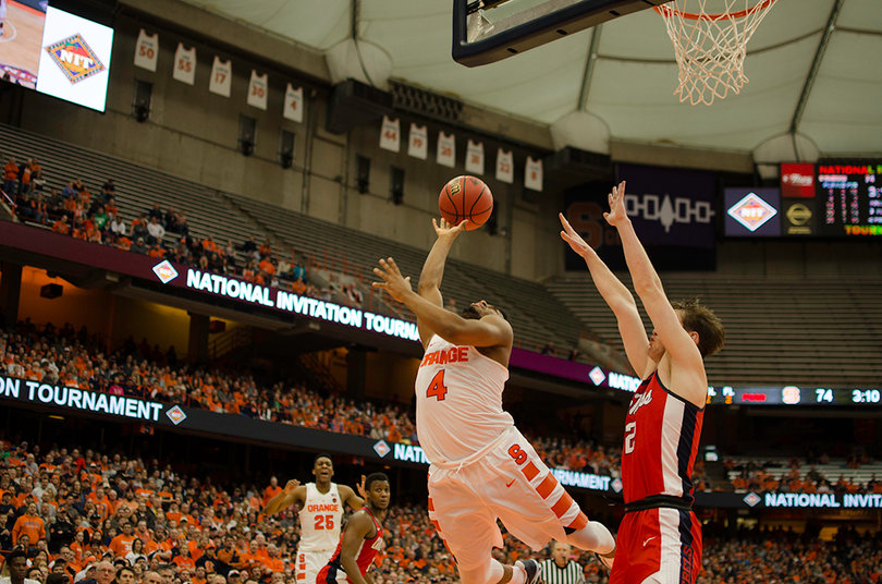 Gillon attempts an acrobatic shot. SU head coach Jim Boeheim said Gillon was ineffective in the NIT and his teammates struggled to pick up the slack.