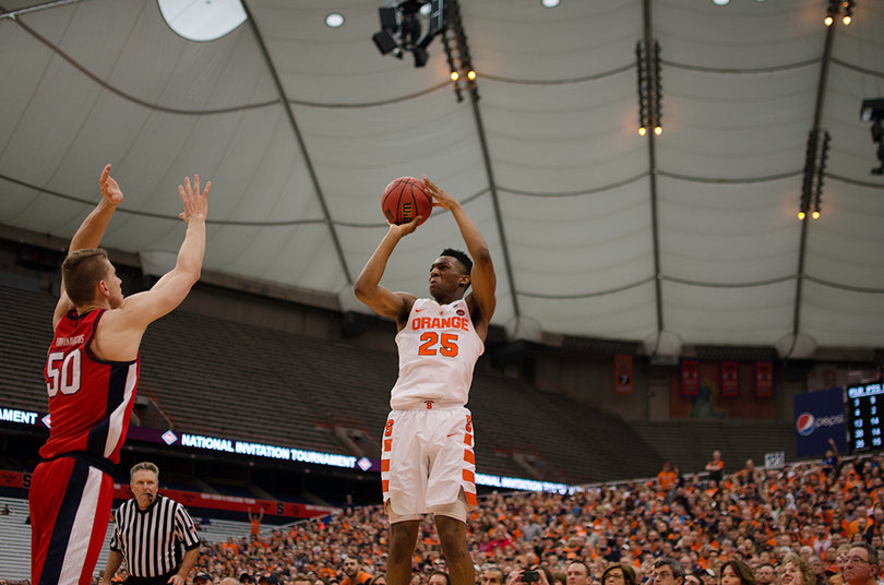 Battle rises up for a 3-pointer. He went 3-of-11 from behind the arc against Ole Miss.