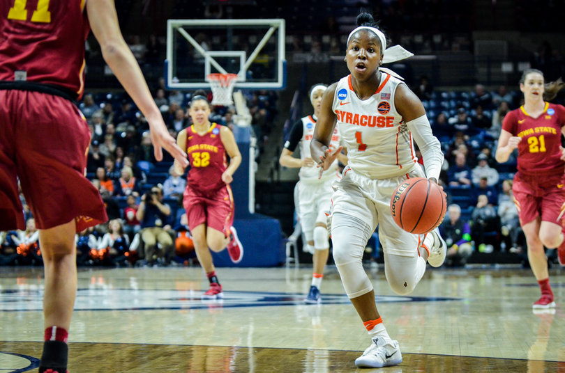 Peterson attacks toward the basket in transition.