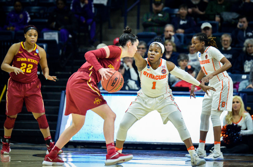 Peterson stands her ground as Iowa State gets set to run its offense.