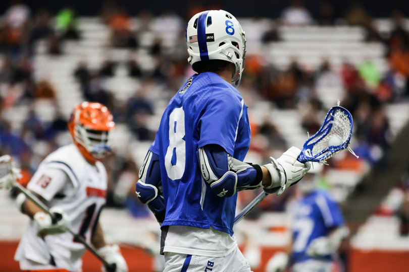 Duke's Jack Bruckner sizes up the Orange defense. 