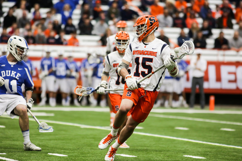Pat Carlin works the ball down the field. 