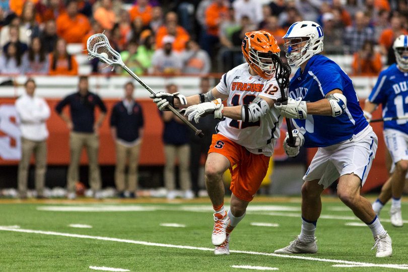 Trimboli tries to work his way past a Duke defender.
