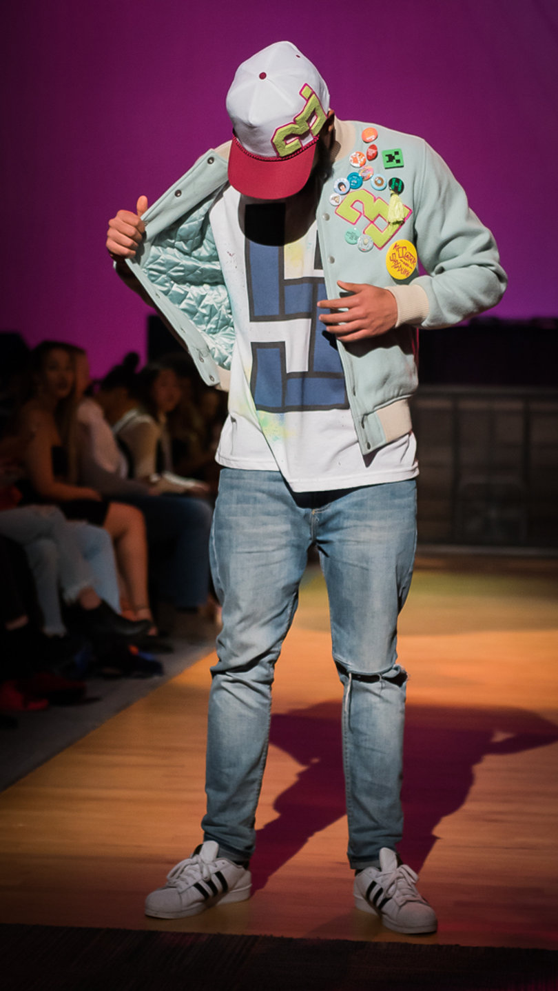 Oversized denim was a popular choice for models in the show.